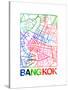 Bangkok Watercolor Street Map-NaxArt-Stretched Canvas