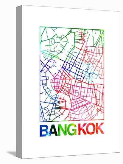 Bangkok Watercolor Street Map-NaxArt-Stretched Canvas