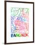 Bangkok Watercolor Street Map-NaxArt-Framed Art Print