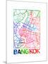 Bangkok Watercolor Street Map-NaxArt-Mounted Art Print