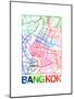 Bangkok Watercolor Street Map-NaxArt-Mounted Art Print