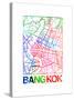 Bangkok Watercolor Street Map-NaxArt-Stretched Canvas