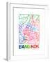 Bangkok Watercolor Street Map-NaxArt-Framed Art Print