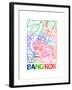 Bangkok Watercolor Street Map-NaxArt-Framed Art Print