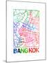 Bangkok Watercolor Street Map-NaxArt-Mounted Art Print