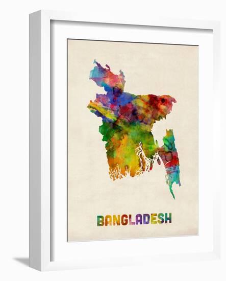 Bangladesh Watercolor Map-Michael Tompsett-Framed Art Print