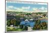 Bangor, Maine, Brewer Shore View of Bangor Skyline, Penobscot River-Lantern Press-Mounted Art Print