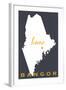 Bangor, Maine - Home State - White on Gray-Lantern Press-Framed Art Print