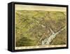 Bangor, Maine - Panoramic Map-Lantern Press-Framed Stretched Canvas