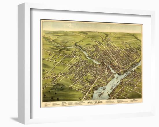 Bangor, Maine - Panoramic Map-Lantern Press-Framed Art Print