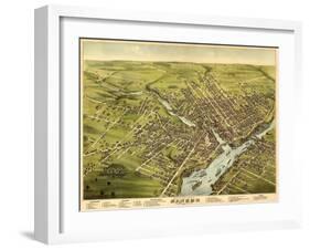 Bangor, Maine - Panoramic Map-Lantern Press-Framed Art Print