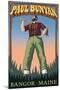 Bangor, Maine - Paul Bunyan-Lantern Press-Mounted Art Print