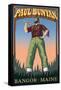 Bangor, Maine - Paul Bunyan-Lantern Press-Framed Stretched Canvas