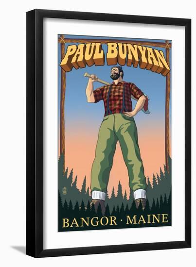 Bangor, Maine - Paul Bunyan-Lantern Press-Framed Art Print