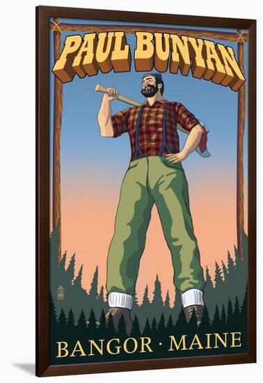 Bangor, Maine - Paul Bunyan-Lantern Press-Framed Art Print