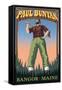 Bangor, Maine - Paul Bunyan-Lantern Press-Framed Stretched Canvas