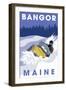 Bangor, Maine - Snowmobile Scene-Lantern Press-Framed Art Print