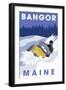 Bangor, Maine - Snowmobile Scene-Lantern Press-Framed Art Print