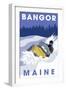 Bangor, Maine - Snowmobile Scene-Lantern Press-Framed Art Print
