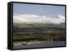 Bangor Port and Penrhyn Castle, Menai Bridge, Anglesey, North Wales, UK-Pearl Bucknall-Framed Stretched Canvas