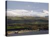 Bangor Port and Penrhyn Castle, Menai Bridge, Anglesey, North Wales, UK-Pearl Bucknall-Stretched Canvas