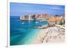 Banje beach, Old Port and Dubrovnik Old Town, Dubrovnik, Dalmatian Coast, Croatia, Europe-Neale Clark-Framed Photographic Print