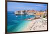 Banje beach, Old Port and Dubrovnik Old Town, Dubrovnik, Dalmatian Coast, Croatia, Europe-Neale Clark-Framed Photographic Print