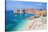 Banje beach, Old Port and Dubrovnik Old Town, Dubrovnik, Dalmatian Coast, Croatia, Europe-Neale Clark-Stretched Canvas