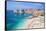 Banje beach, Old Port and Dubrovnik Old Town, Dubrovnik, Dalmatian Coast, Croatia, Europe-Neale Clark-Framed Stretched Canvas