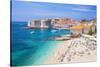 Banje beach, Old Port and Dubrovnik Old Town, Dubrovnik, Dalmatian Coast, Croatia, Europe-Neale Clark-Stretched Canvas