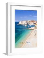 Banje beach, Old Port and Dubrovnik Old Town, Dubrovnik, Dalmatian Coast, Croatia, Europe-Neale Clark-Framed Photographic Print