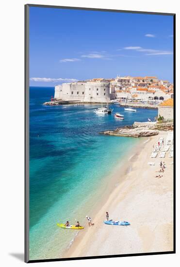 Banje beach, Old Port and Dubrovnik Old Town, Dubrovnik, Dalmatian Coast, Croatia, Europe-Neale Clark-Mounted Photographic Print