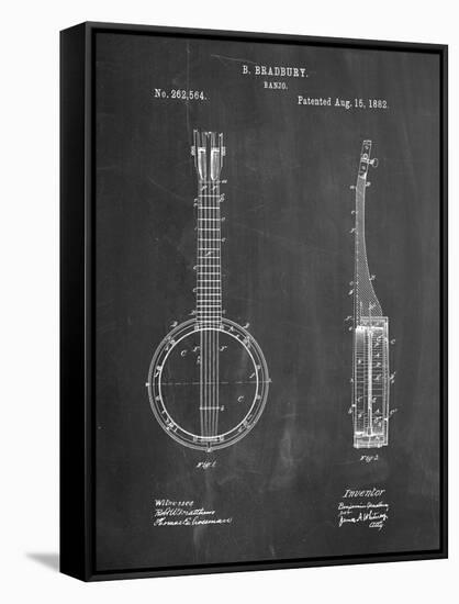 Banjo Mandolin Patent-Cole Borders-Framed Stretched Canvas