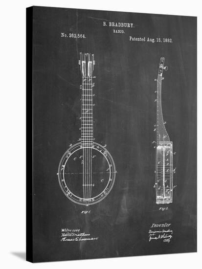 Banjo Mandolin Patent-Cole Borders-Stretched Canvas