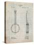 Banjo Mandolin Patent-Cole Borders-Stretched Canvas