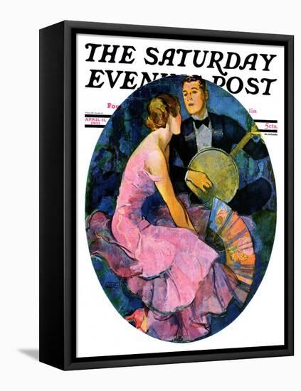 "Banjo Serenade," Saturday Evening Post Cover, April 11, 1931-John LaGatta-Framed Stretched Canvas