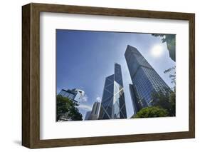 Bank of China Building and Cheung Kong Centre towers in Central, Hong Kong Island's financial distr-Fraser Hall-Framed Photographic Print