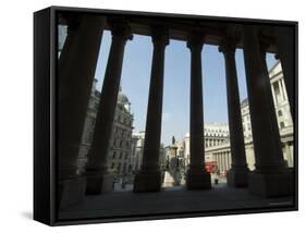 Bank of England Seen from the Steps of the Royal Exchange, City of London, London, England-Ethel Davies-Framed Stretched Canvas