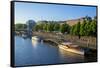 Bank of River Weser, Martinianleger, Bremen, Germany, Europe-Chris Seba-Framed Stretched Canvas