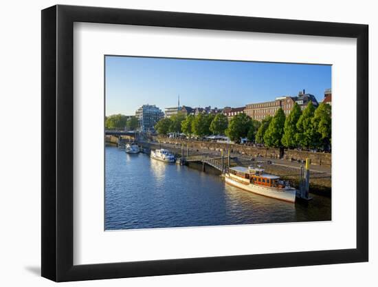 Bank of River Weser, Martinianleger, Bremen, Germany, Europe-Chris Seba-Framed Photographic Print