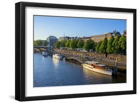 Bank of River Weser, Martinianleger, Bremen, Germany, Europe-Chris Seba-Framed Premium Photographic Print