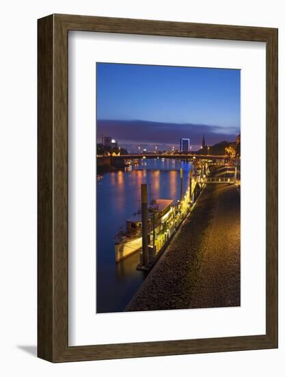 Bank of River Weser, Martinianleger, Bremen, Germany, Europe-Chris Seba-Framed Photographic Print