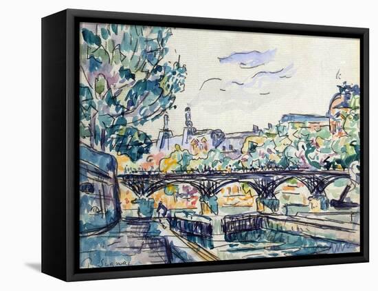 Bank of the Seine Near the Pont Des Arts with a View of the Louvre, Early 20th Century-Paul Signac-Framed Stretched Canvas