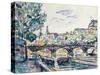 Bank of the Seine Near the Pont Des Arts with a View of the Louvre, Early 20th Century-Paul Signac-Stretched Canvas
