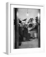 Bank President Robert Allen Willis Checking Cash Funds in Main Vault-null-Framed Photographic Print