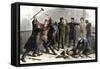 Bank Robbers Arrested by Police in a New York City Bank, 1870s-null-Framed Stretched Canvas