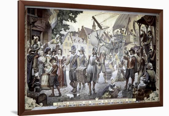 Banking, Bartering, and Shipping in New Amsterdam-null-Framed Giclee Print