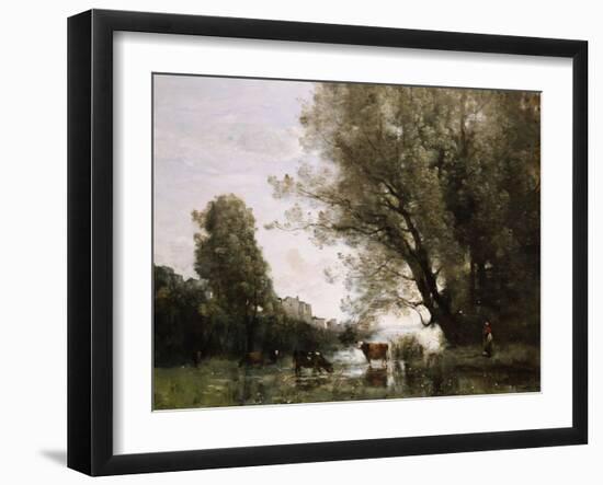 Banks of a Pond in Normandy-Jean-Baptiste-Camille Corot-Framed Giclee Print