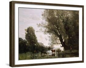 Banks of a Pond in Normandy-Jean-Baptiste-Camille Corot-Framed Giclee Print