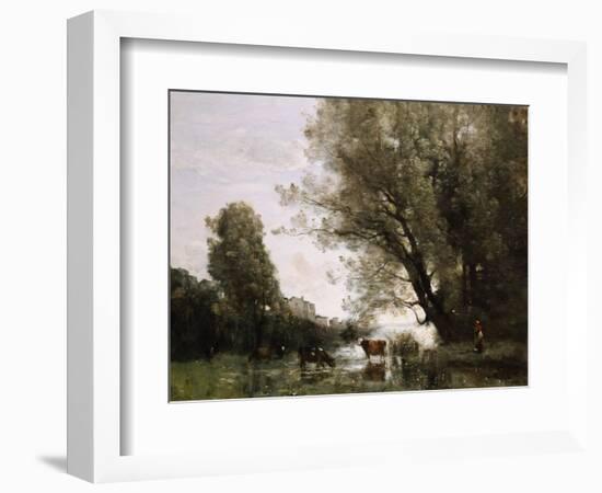 Banks of a Pond in Normandy-Jean-Baptiste-Camille Corot-Framed Giclee Print